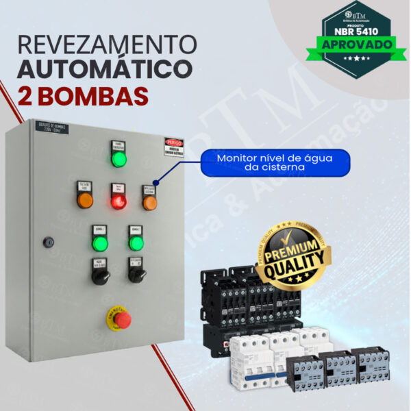 Quadro De Comando Recalque Revezamento Automático 5cv 5cv - BTM